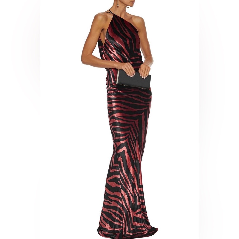 Michelle Mason Velvet Pink Zebra Gown - Picture 6 of 7
